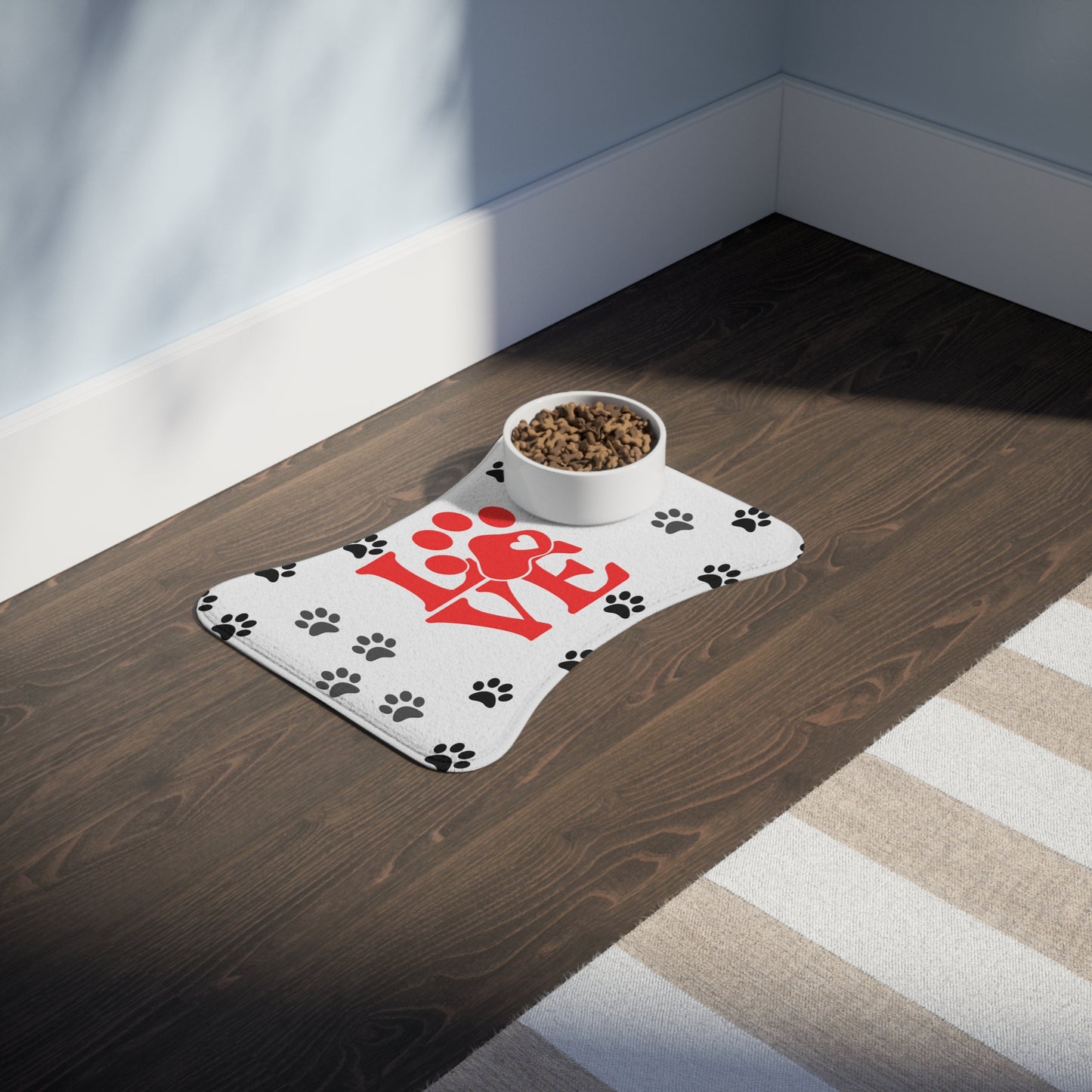 Cute Pet Feeding Mats - Love Paws Design, Dog Feeding Station, Cat Food Mat, Animal Lover Gift, Pet Accessories