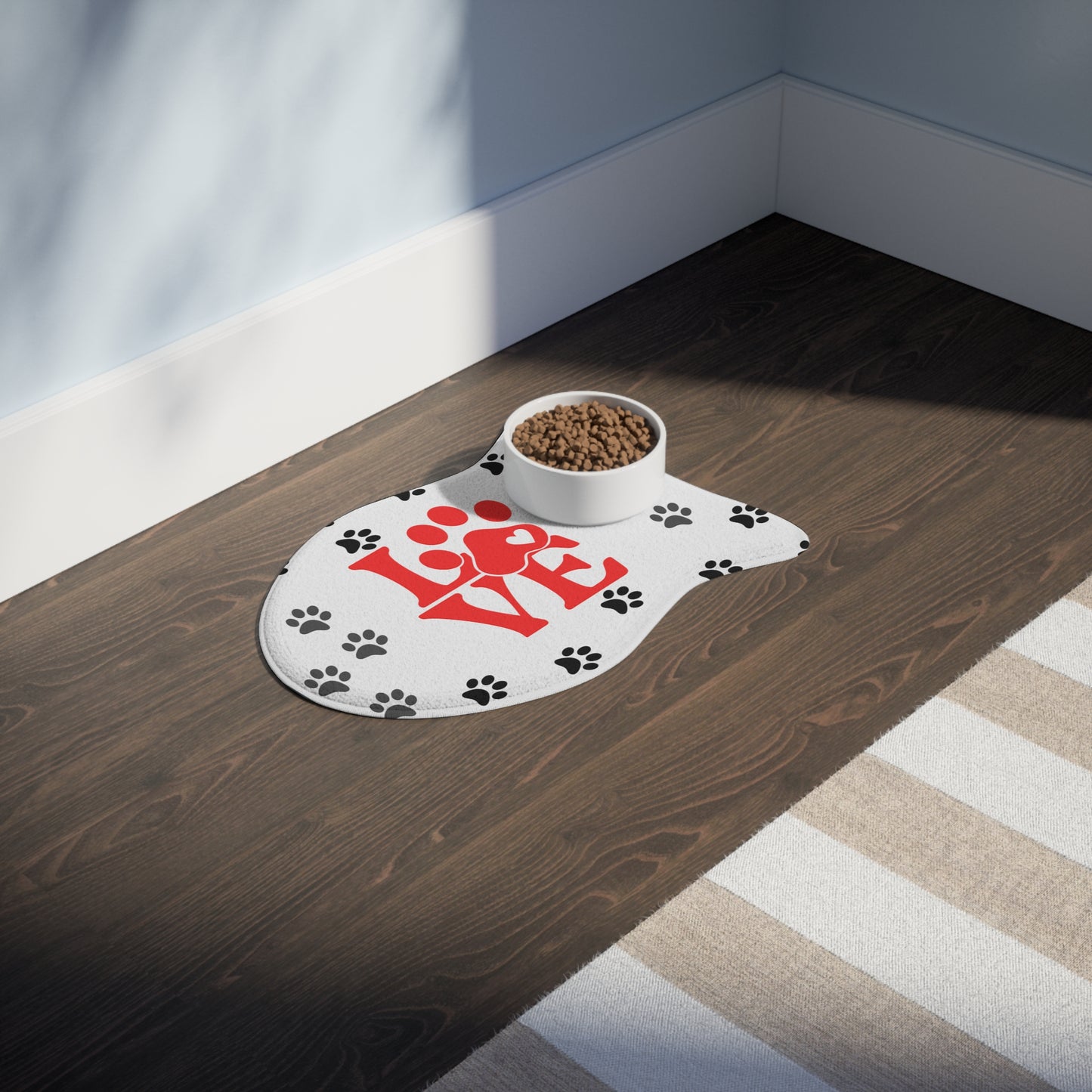 Cute Pet Feeding Mats - Love Paws Design, Dog Feeding Station, Cat Food Mat, Animal Lover Gift, Pet Accessories