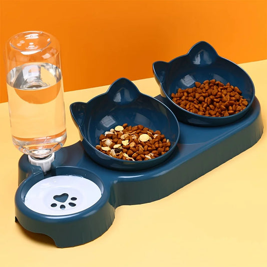 Cuencos de oreja para gatos con alimentador de agua
