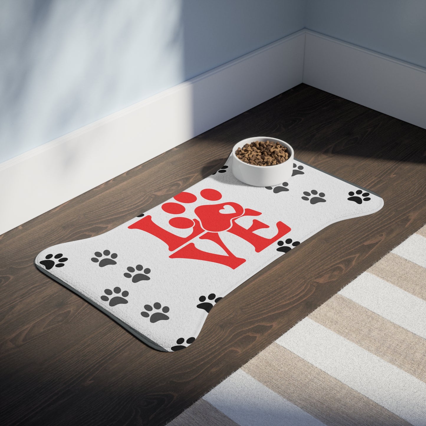 Cute Pet Feeding Mats - Love Paws Design, Dog Feeding Station, Cat Food Mat, Animal Lover Gift, Pet Accessories
