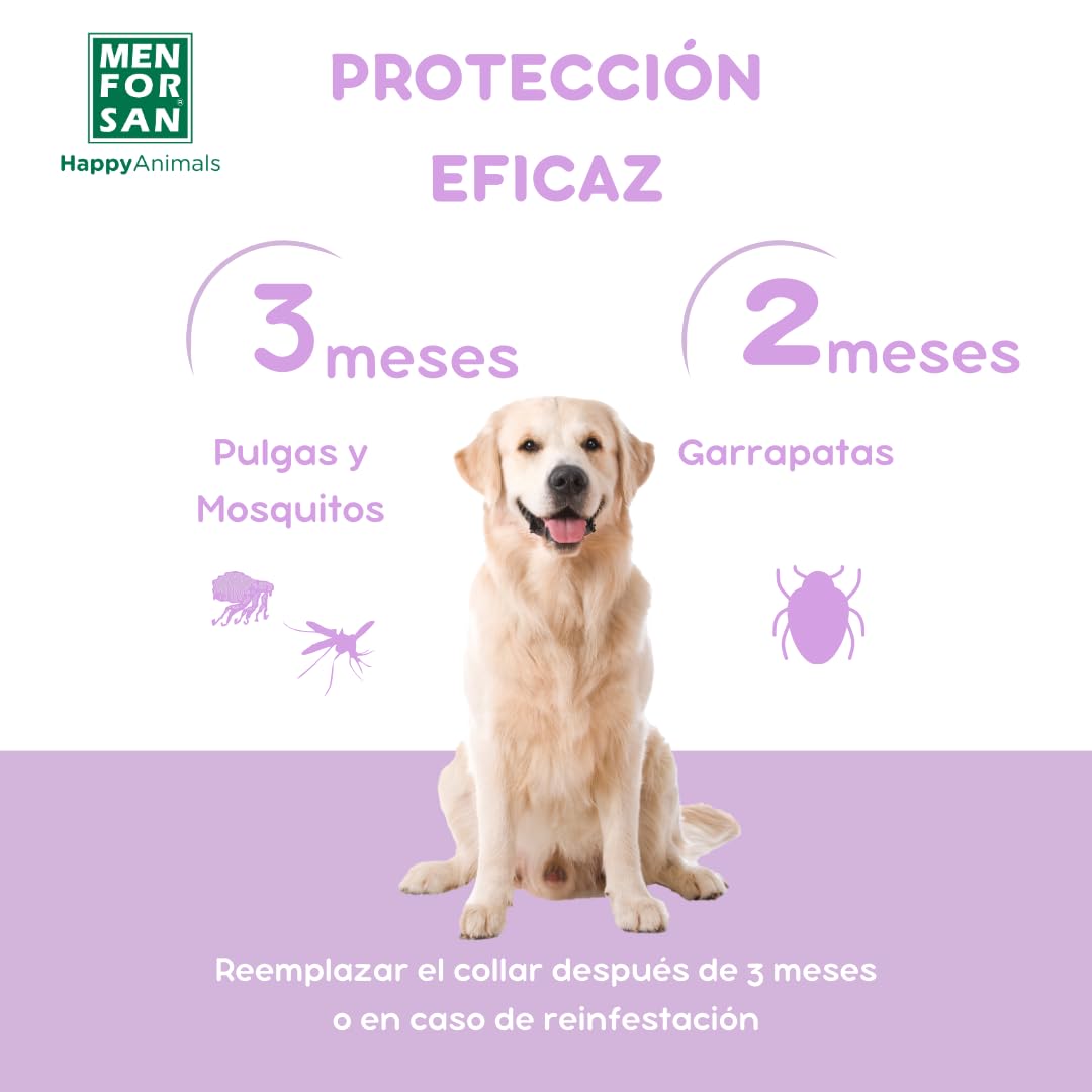 MENFORSAN Collar perros antiparasitario para perros con margosa, geraniol y lavandino, Cítrico, Marrón, 57 cm - Creapet Studio