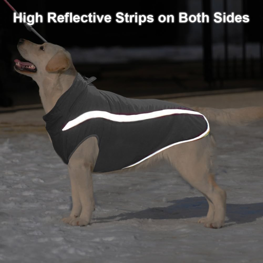 Abrigo para Perros de Invierno Chaqueta Impermeable Ropa a Prueba de Viento con Forro Polar y Orificio para Arnés, Chaleco Cálido Duradero para Perro Pequeños Medianos Grandes y Mascotas - Creapet Studio
