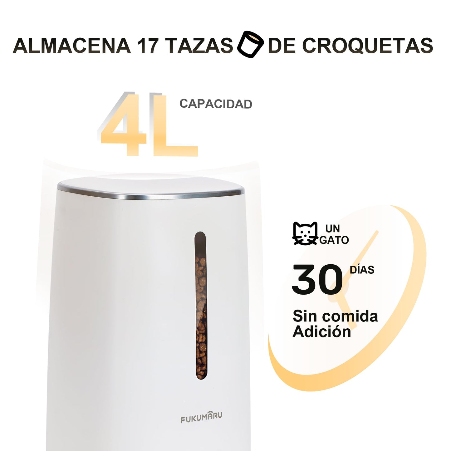 Comedero Gato Automatico WiFi, 4L Dispensador Comida para Perro/Gato con Dos Cuencos, Programa Personalizado de Alimentación Automática, Funcionamiento por Pilas y cableado eléctrico, Blanco - Creapet Studio