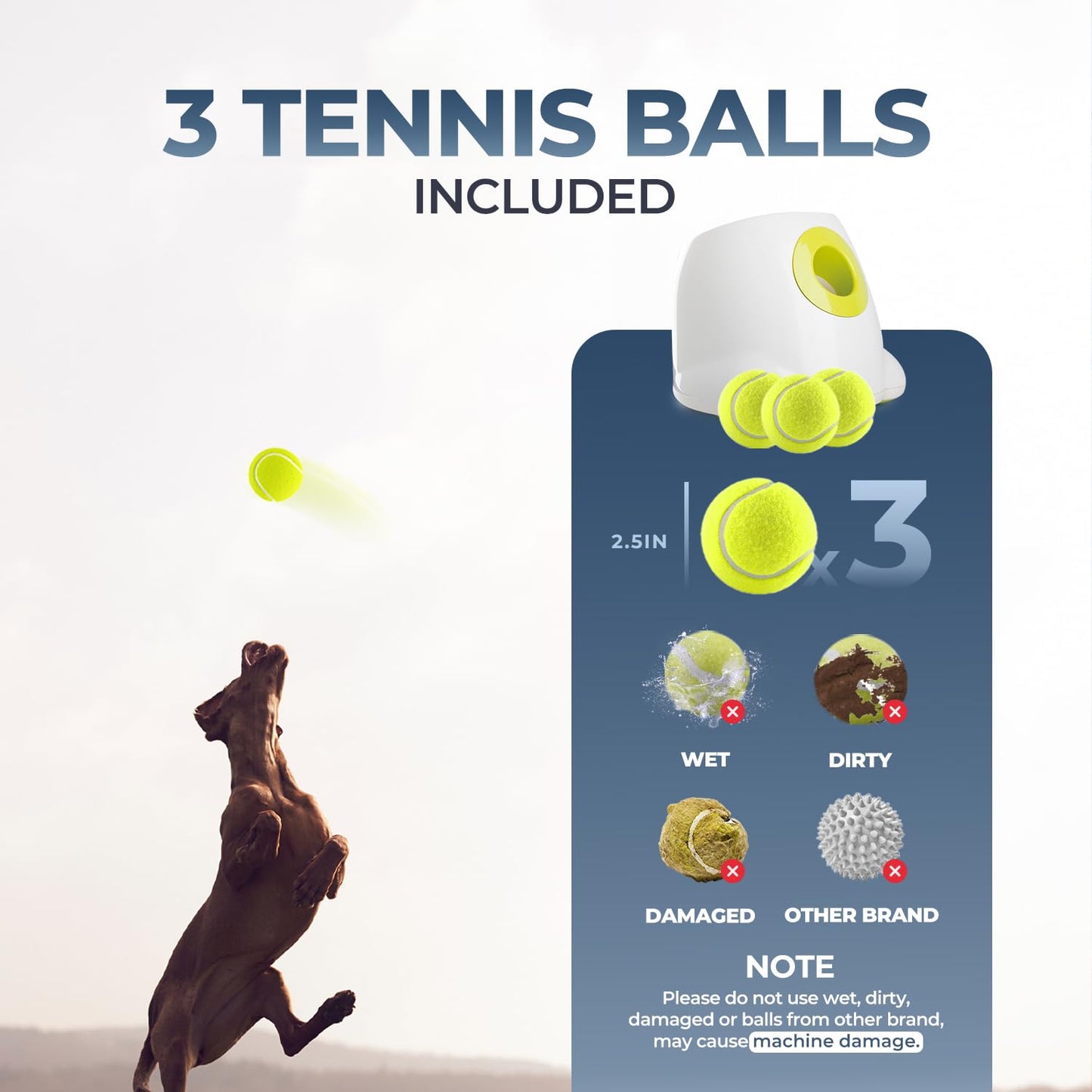 Lanzador Automático de Bolas Interactivo para Perros, máquina de Lanzamiento de Pelotas de Tenis para Perros Grandes, Incluye 3 Bolas (Hyper Fetch Maxi) - Creapet Studio