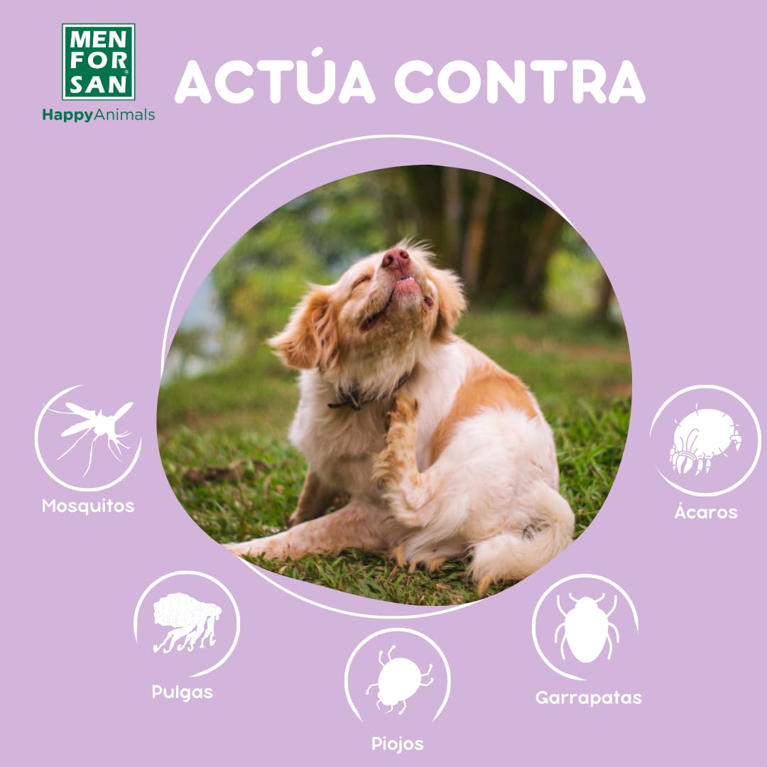 MENFORSAN Collar perros antiparasitario para perros con margosa, geraniol y lavandino, Cítrico, Marrón, 57 cm - Creapet Studio