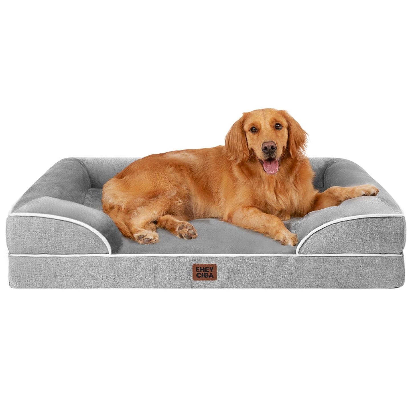 Cama Perros Extra Grande 112x81x16 cm, Ortopedica Cama para Perros Impermeable con Espuma Viscoelástica, Gigante Lavable Sofá Mascota Desmontable, Gris - Creapet Studio