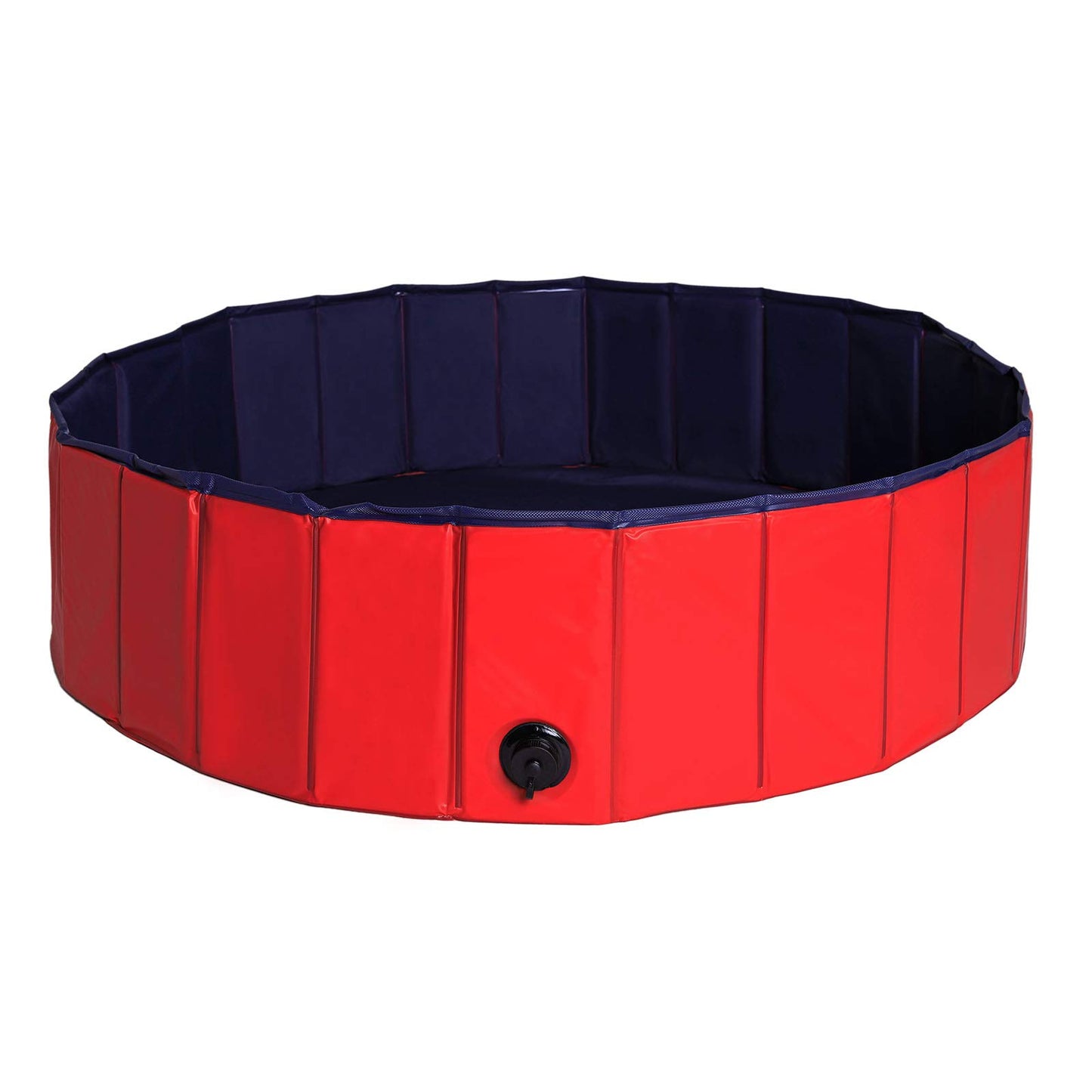 Piscina Plegable de PVC para Perros, Bañera para Perros Piscina para Mascotas Bañera Plegable para Perros, (M) 120 cm Ø Altura 30 cm Azul/Rojo - Creapet Studio