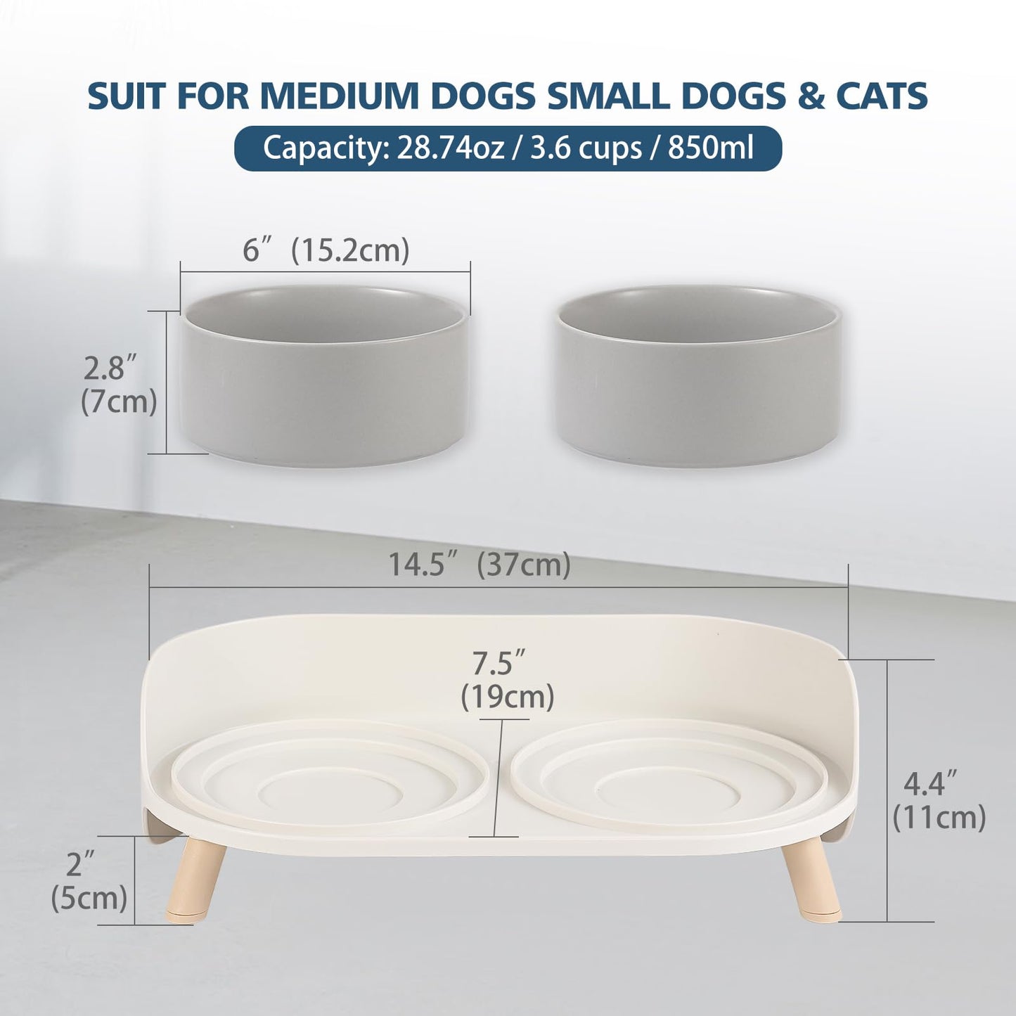 El Mejor comedero y Bebedero Perro elevado - Cuenco Perro Doble Ceramica con Soporte Antisalpicaduras - Creapet Studio