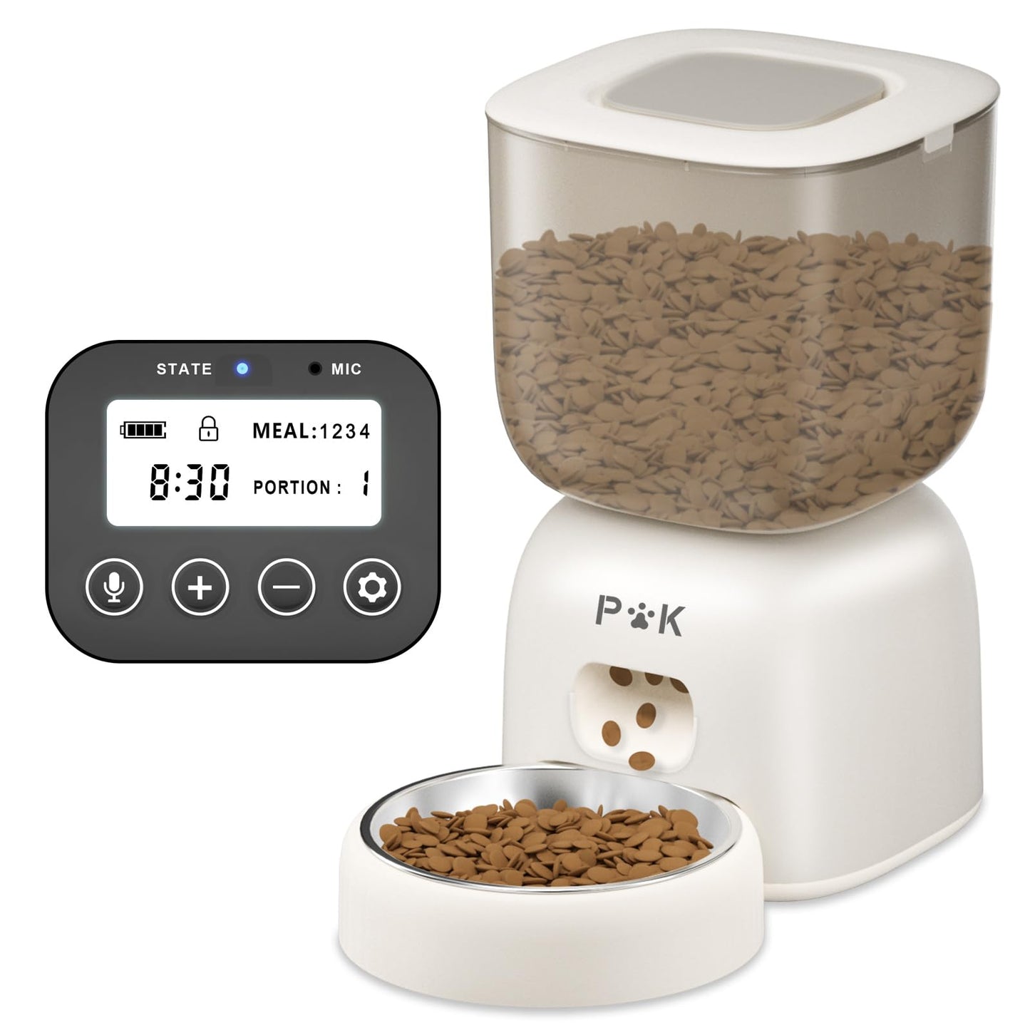 Puppy Kitty Cady Comedero Automático Gato, 3L Dispensador Comida Gatos con Grabación de Voz 10S de 1 a 4 Comidas - Creapet Studio