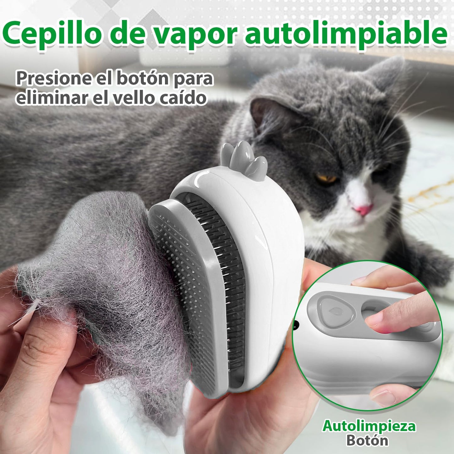 Cepillo Vapor Para Gatos 3 en 1