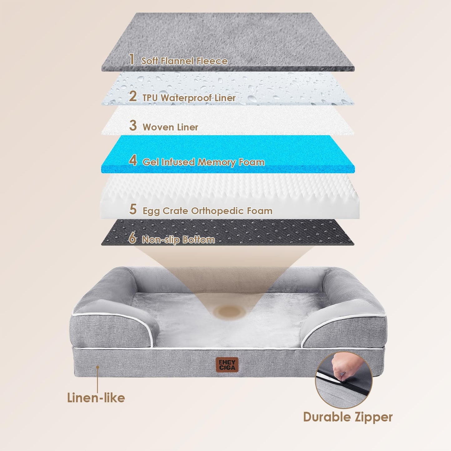 Cama ortopédica extra grande para perros (112x81x16 cm), ideal para razas grandes o gigantes. Fabricada con espuma viscoelástica para máximo confort y alivio articular. - Creapet Studio