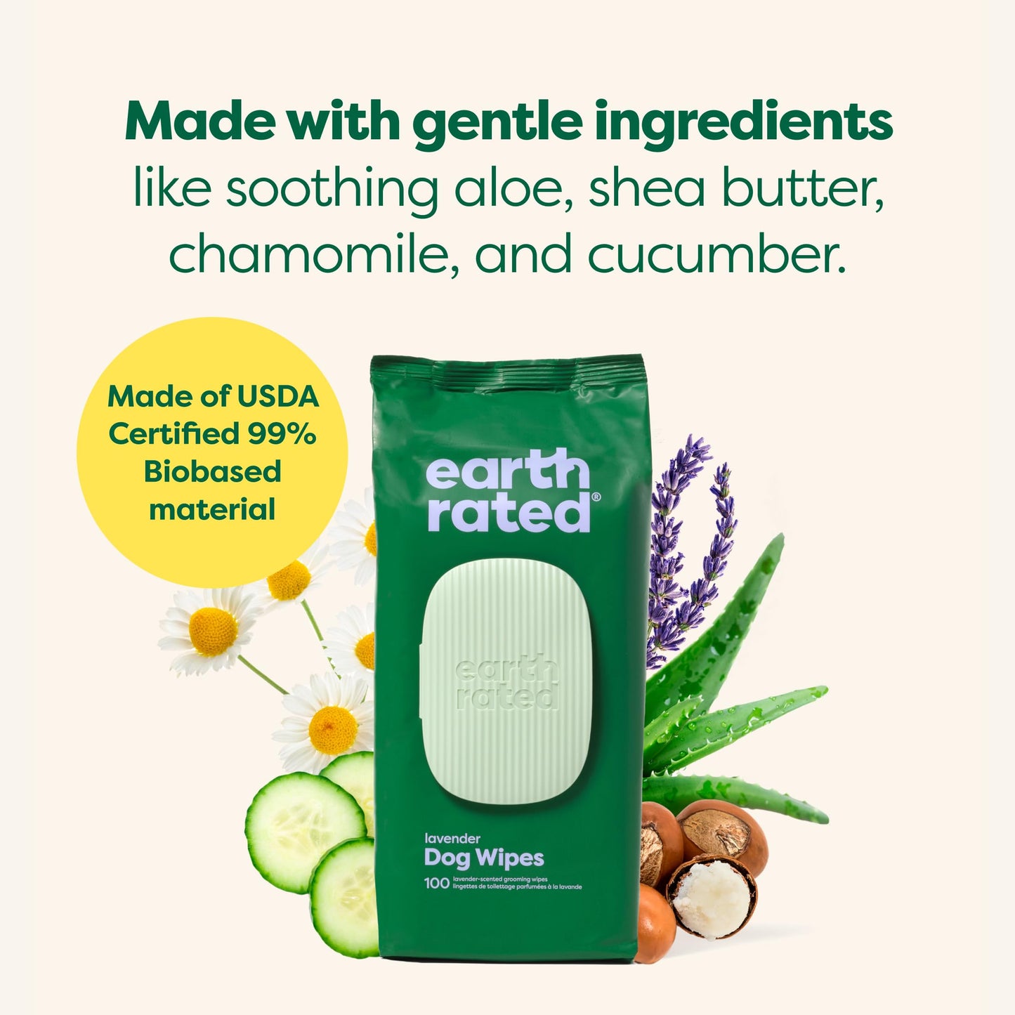 Toallitas hipoalergénicas para Perros, para Limpiar y Eliminar olores de Patas, Cuerpo y Trasero, Cachorros y Perros Adultos, Aroma a Lavanda, 100 Unidades - Creapet Studio
