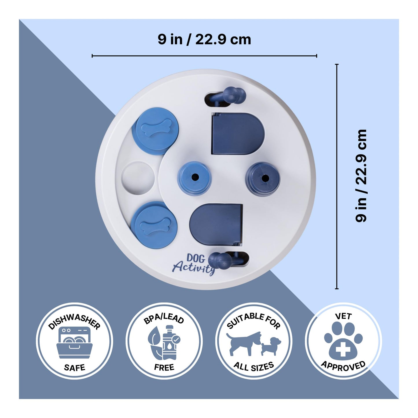 Juguetes inteligente para perros con actividades,Juego de estrategia Dog Activity con tapa abatible, para todos los tamaños de razas, ø 23 cm» - 32026 - Creapet Studio