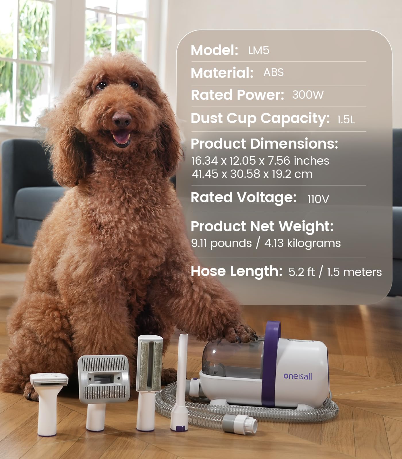 Aspirador pelos animal doméstico con cepillo para pelos de perro con un botón - Creapet Studio