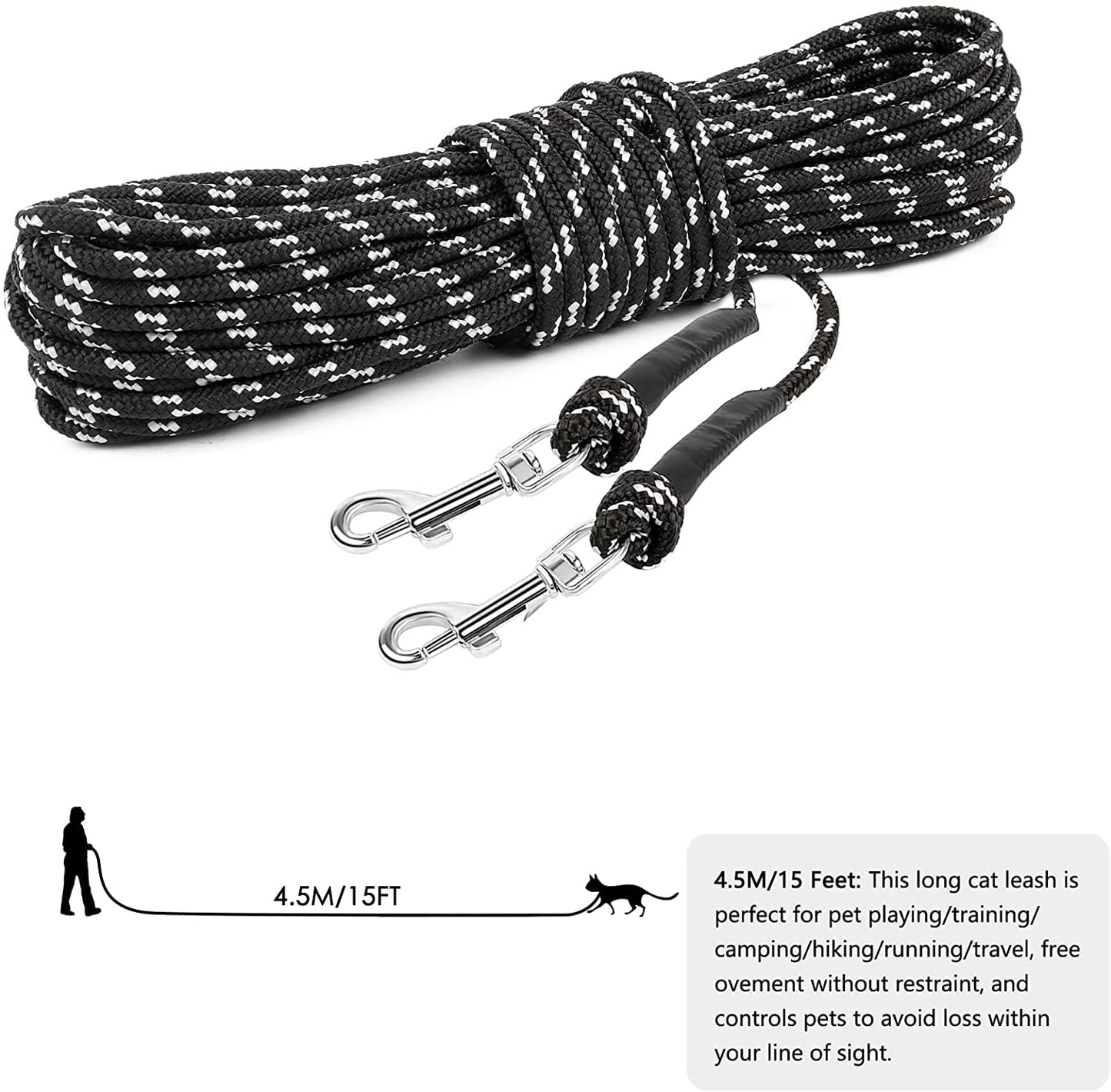 Correa larga reflectante para gatos, 4,5 m - Creapet Studio
