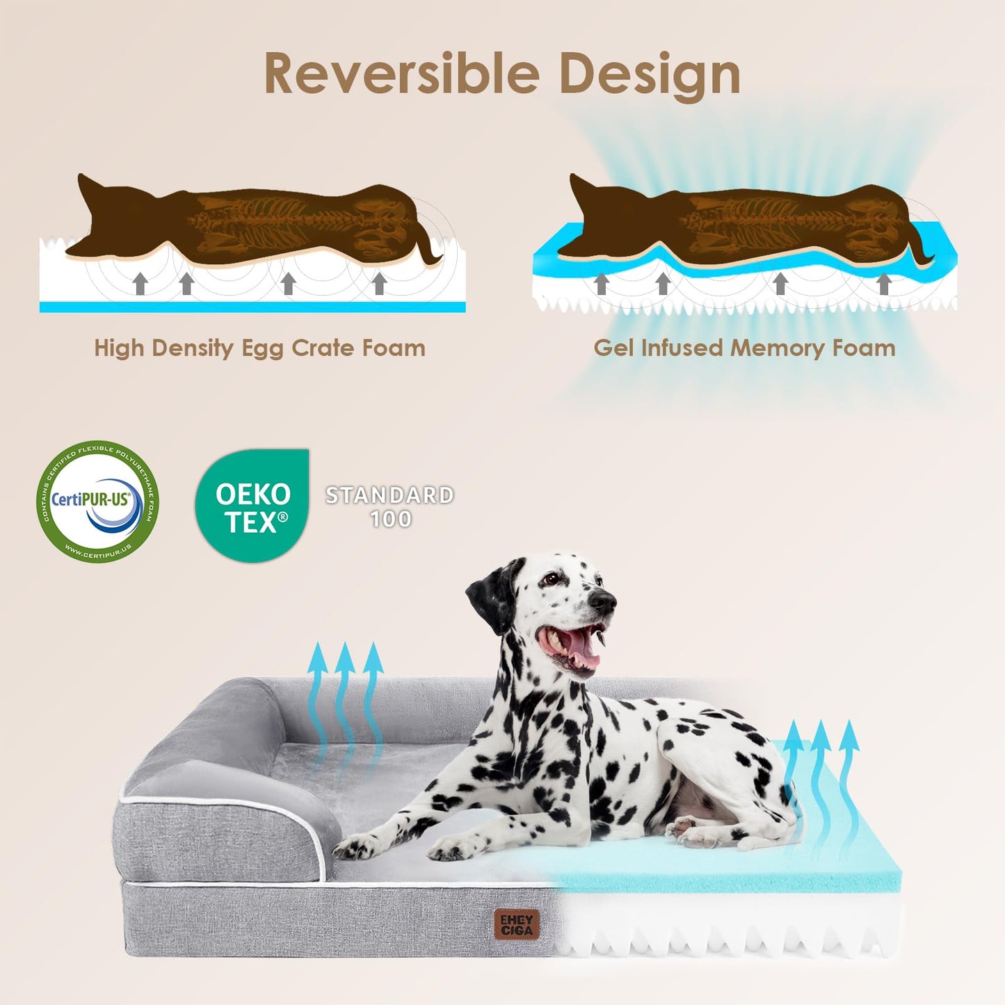 Cama ortopédica extra grande para perros (112x81x16 cm), ideal para razas grandes o gigantes. Fabricada con espuma viscoelástica para máximo confort y alivio articular. - Creapet Studio