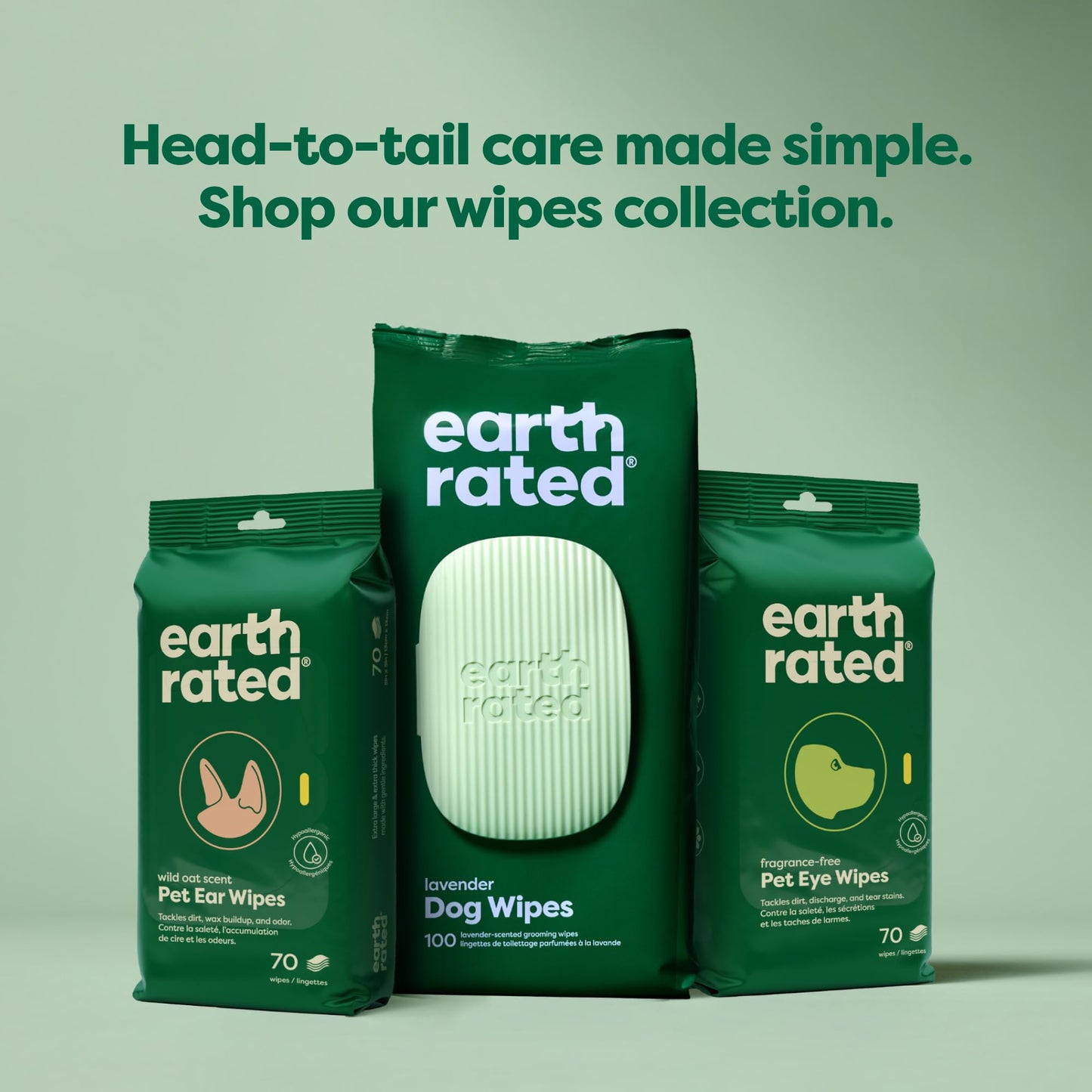 Toallitas hipoalergénicas para Perros, para Limpiar y Eliminar olores de Patas, Cuerpo y Trasero, Cachorros y Perros Adultos, Aroma a Lavanda, 100 Unidades - Creapet Studio