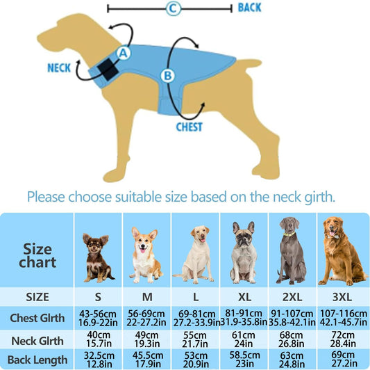 Chaleco Refrescante para Perros con Tiras Reflectantes - Chaqueta de Protección Solar para Perros Pequeños Medianos y Grandes, Arnés de Malla Transpirable para Correr, Deportes y Viajar, Azul S - Creapet Studio