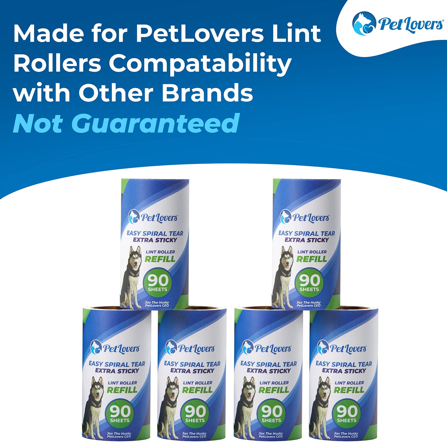 Rollo Extra de Pelusa Adhesiva Conjunto de megavalor 540 Hojas para depilación de Mascotas removedor de Pelusa para Perros y Gatos 6 recargas - Creapet Studio