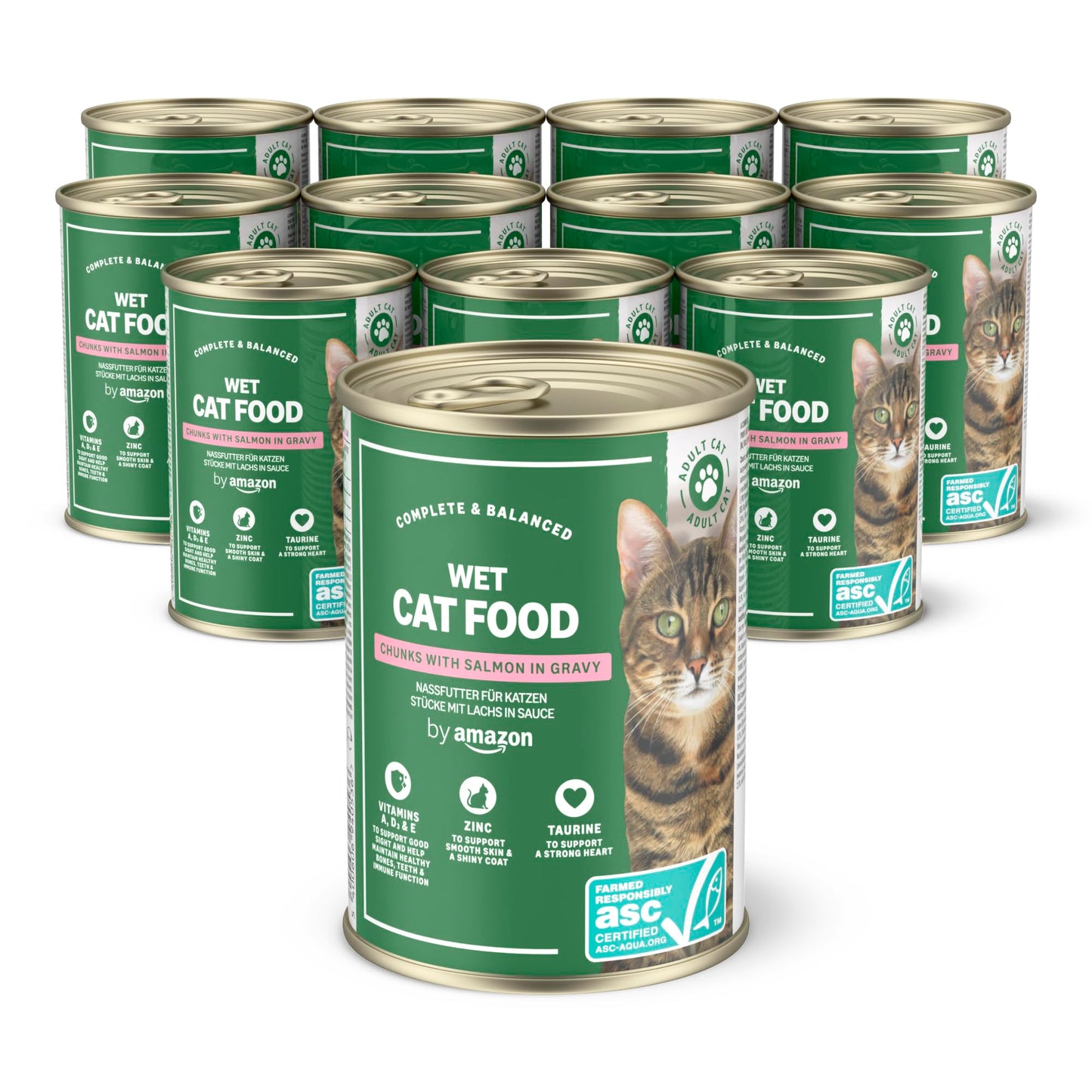 Comida húmeda para Gatos, trozos de salmón ASC en Salsa, 12 x 415 g - Creapet Studio