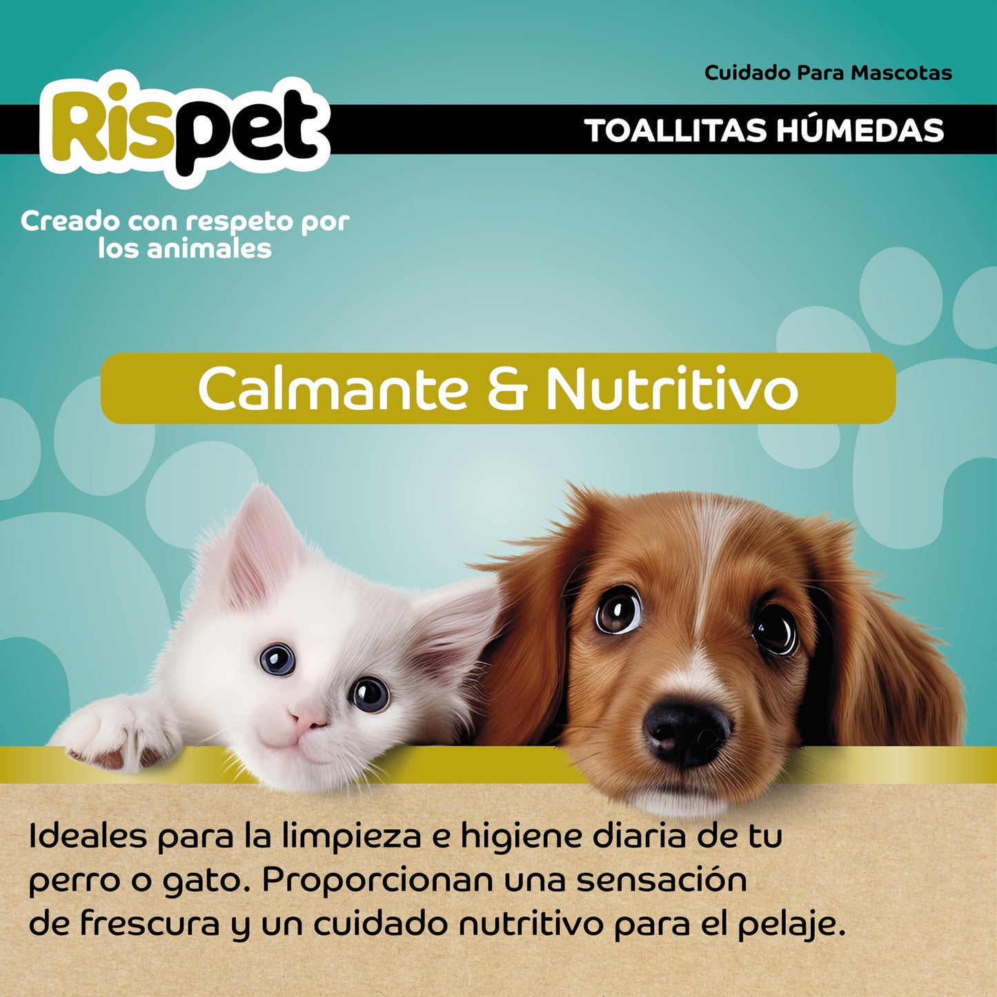 Toallitas Dermatológicamente Coco y queratina Perros y Gatos y Mascotas, 54 toallitas