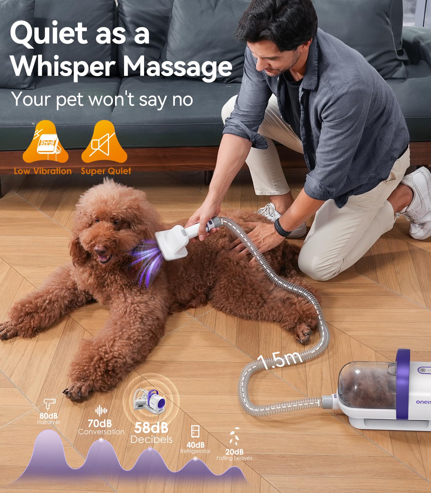 Aspirador pelos animal doméstico con cepillo para pelos de perro con un botón - Creapet Studio