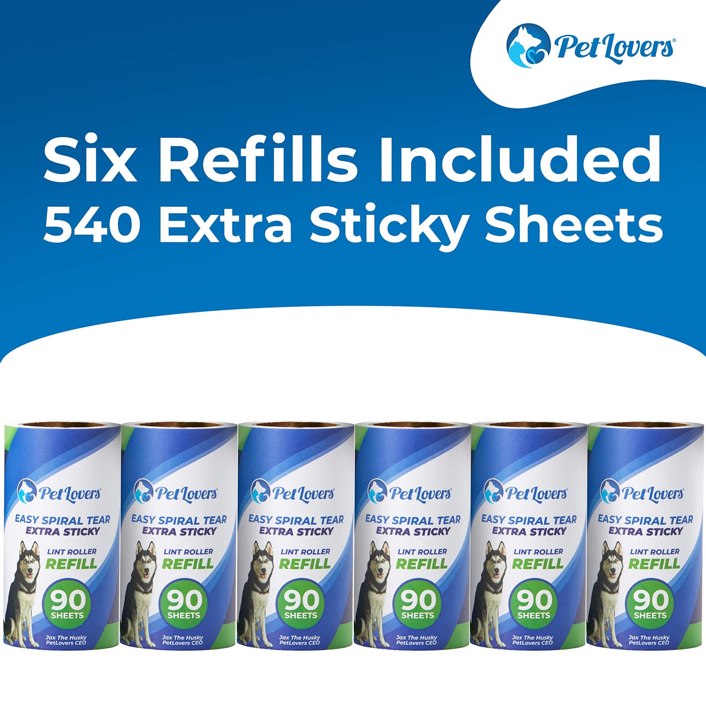 Rollo Extra de Pelusa Adhesiva Conjunto de megavalor 540 Hojas para depilación de Mascotas removedor de Pelusa para Perros y Gatos 6 recargas - Creapet Studio