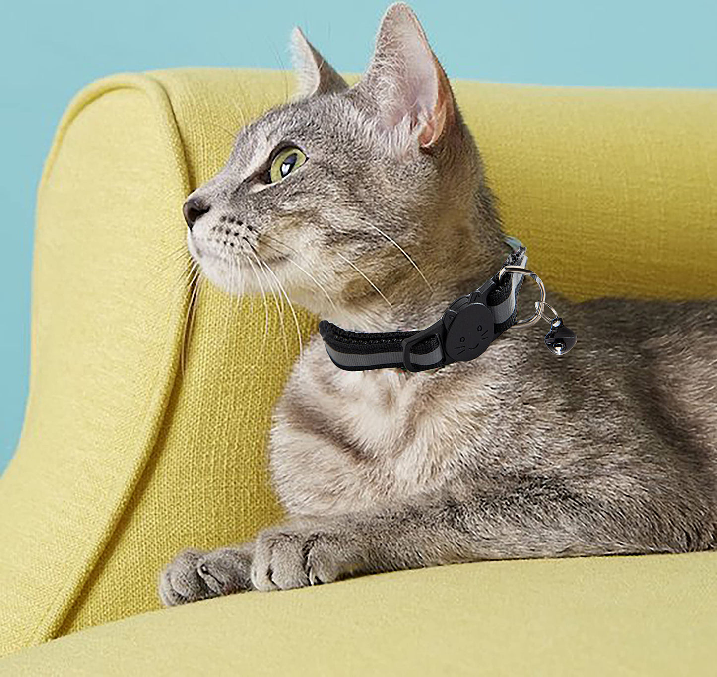 4 Piezas Collar Gato Reflectante con Hebilla de liberación de Seguridad, Collar Gato Pequeño Ajustables con Campana - Creapet Studio