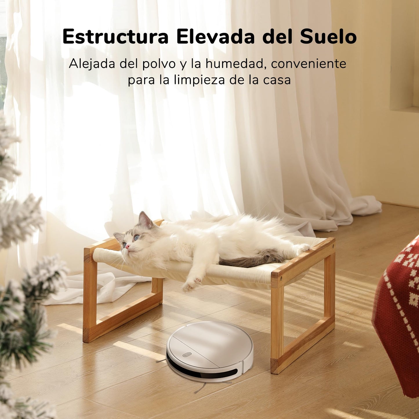 FUKUMARU Cama para Gatos, Camas de Terciopelo de Felpa para Gatos de Interior, Hamaca de Madera para Gatos, sofá de Gato de 50 x 40 CM, Adecuada para Gatos, Cachorros, Conejos - Creapet Studio