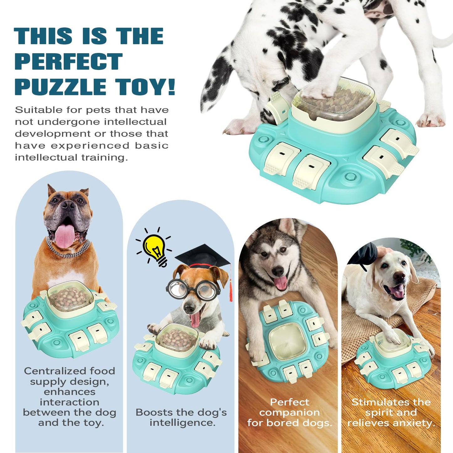 Juguete Inteligente para Perros, Dispensador Interactivo de Golosinas a 2 Niveles para Entrenamiento y Entretenimiento, Diseño Antivuelco, Fomenta una Alimentación Saludable y Reduce el Aburri - Creapet Studio
