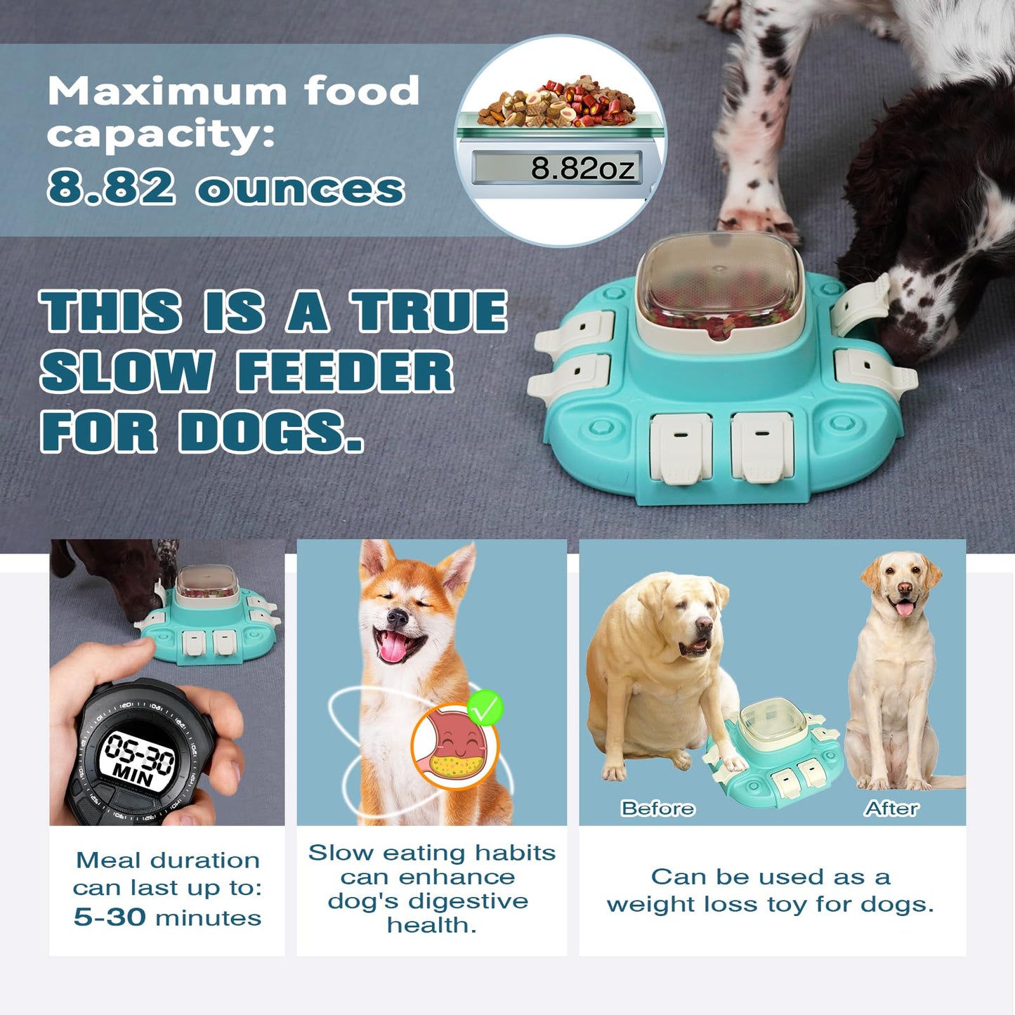Juguete Inteligente para Perros, Dispensador Interactivo de Golosinas a 2 Niveles para Entrenamiento y Entretenimiento, Diseño Antivuelco, Fomenta una Alimentación Saludable y Reduce el Aburri - Creapet Studio