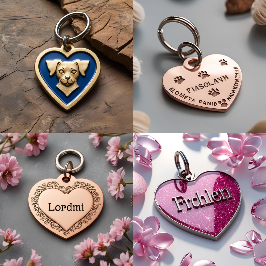 Placa de identificación para gatos y perros personalizada con forma de corazón - Creapet Studio