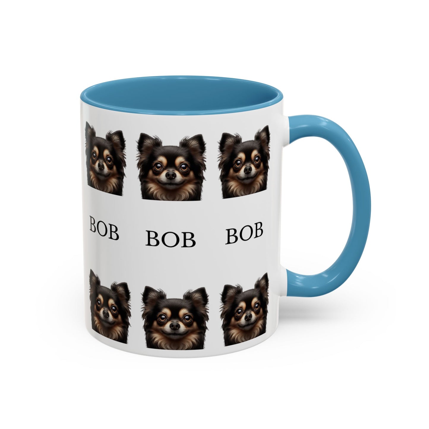 Personalized Dog Photo accent coffee mug, custom Name, custom dog face coffee cup gift