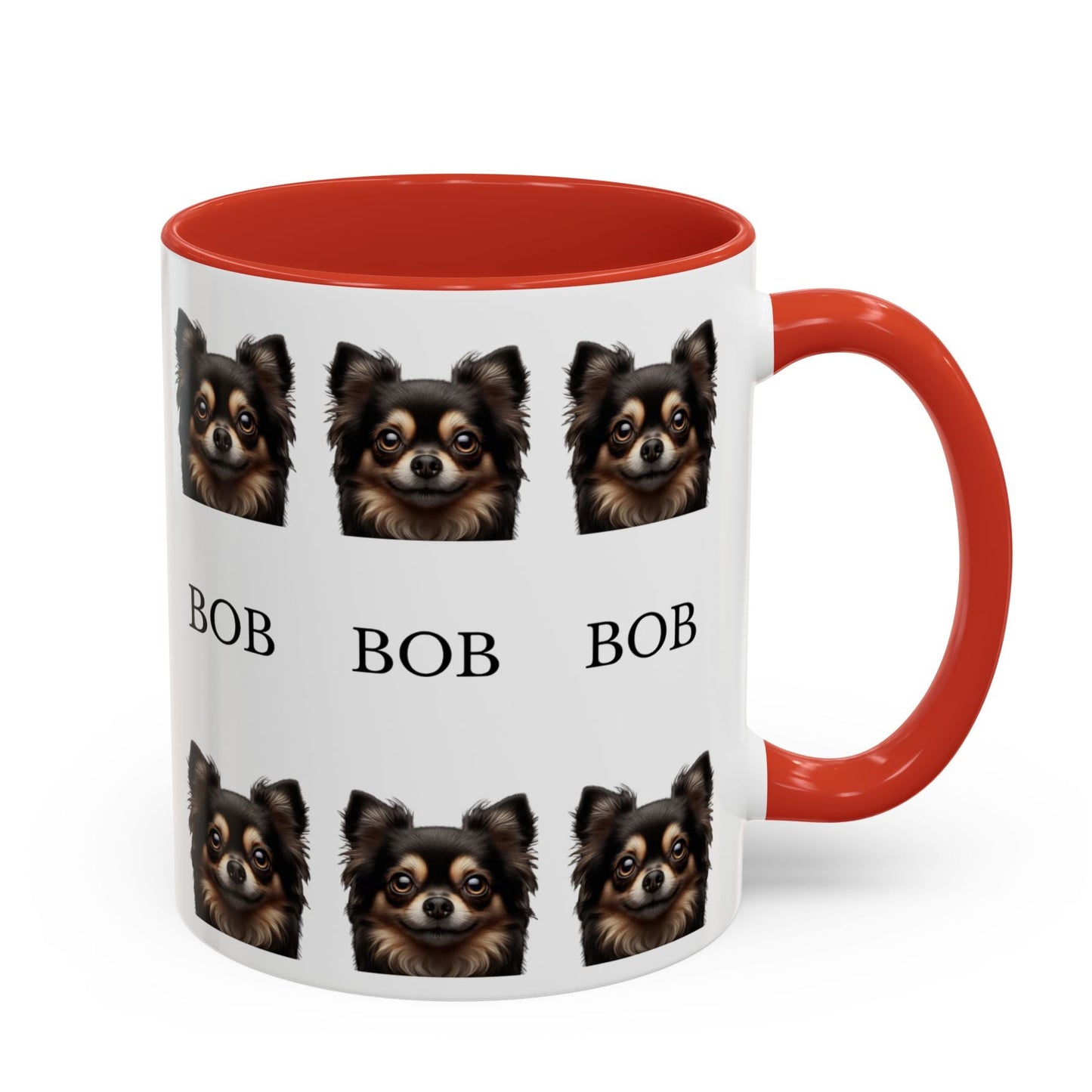 Personalized Dog Photo accent coffee mug, custom Name, custom dog face coffee cup gift