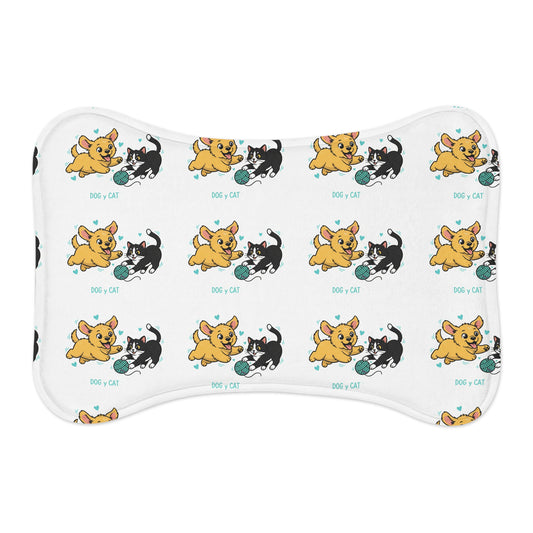 Cute Dog & Cat Feeding Mat — Playful Paw Print Pet Placemat