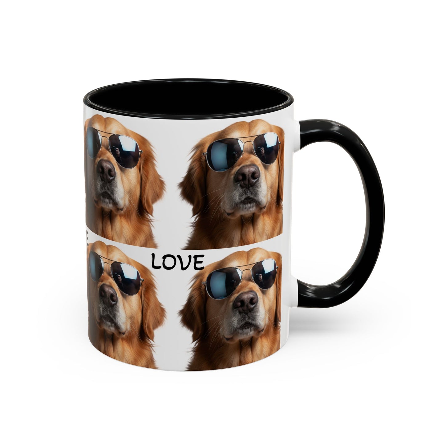 Cool golden retriever coffee mug, Love sunglasses dog accent mug, funny dog coffee mug, cool Sunglasses dog gift for dog lovers