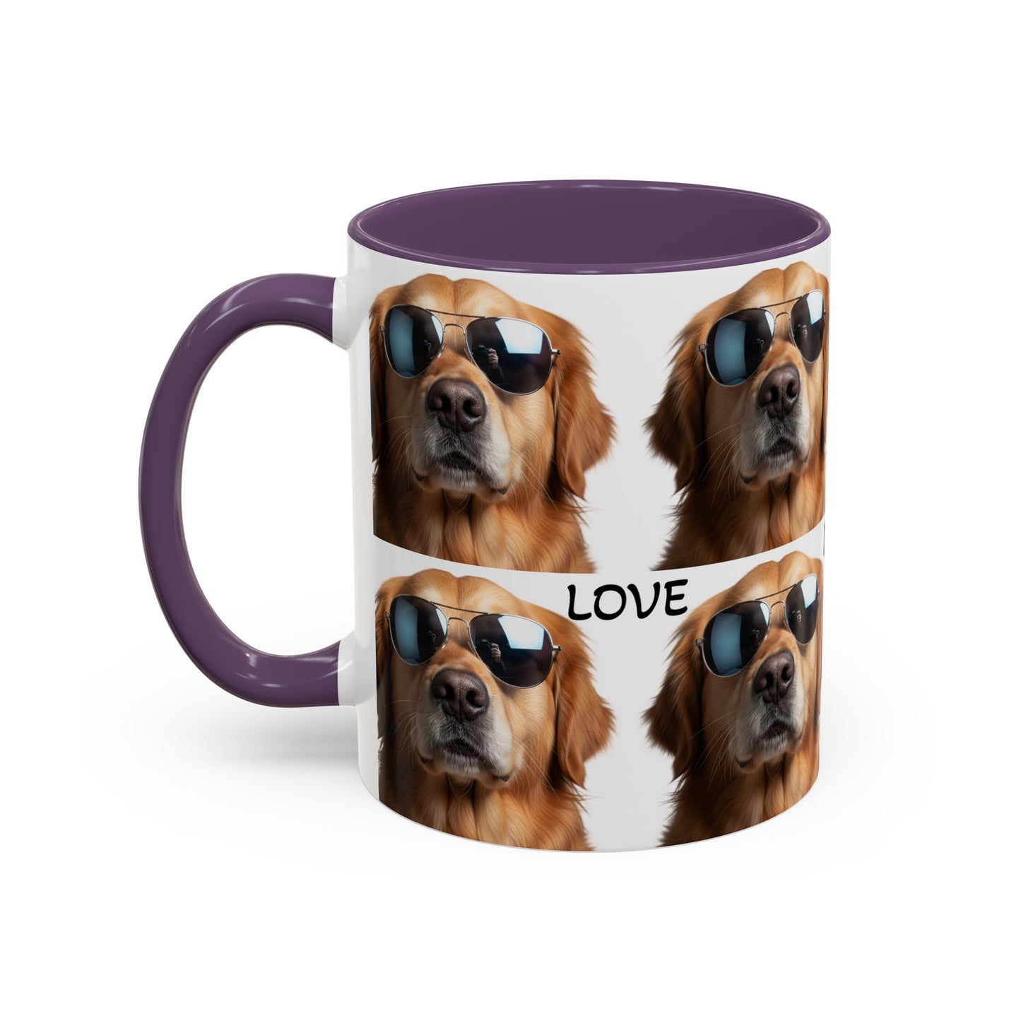 Cool golden retriever coffee mug, Love sunglasses dog accent mug, funny dog coffee mug, cool Sunglasses dog gift for dog lovers