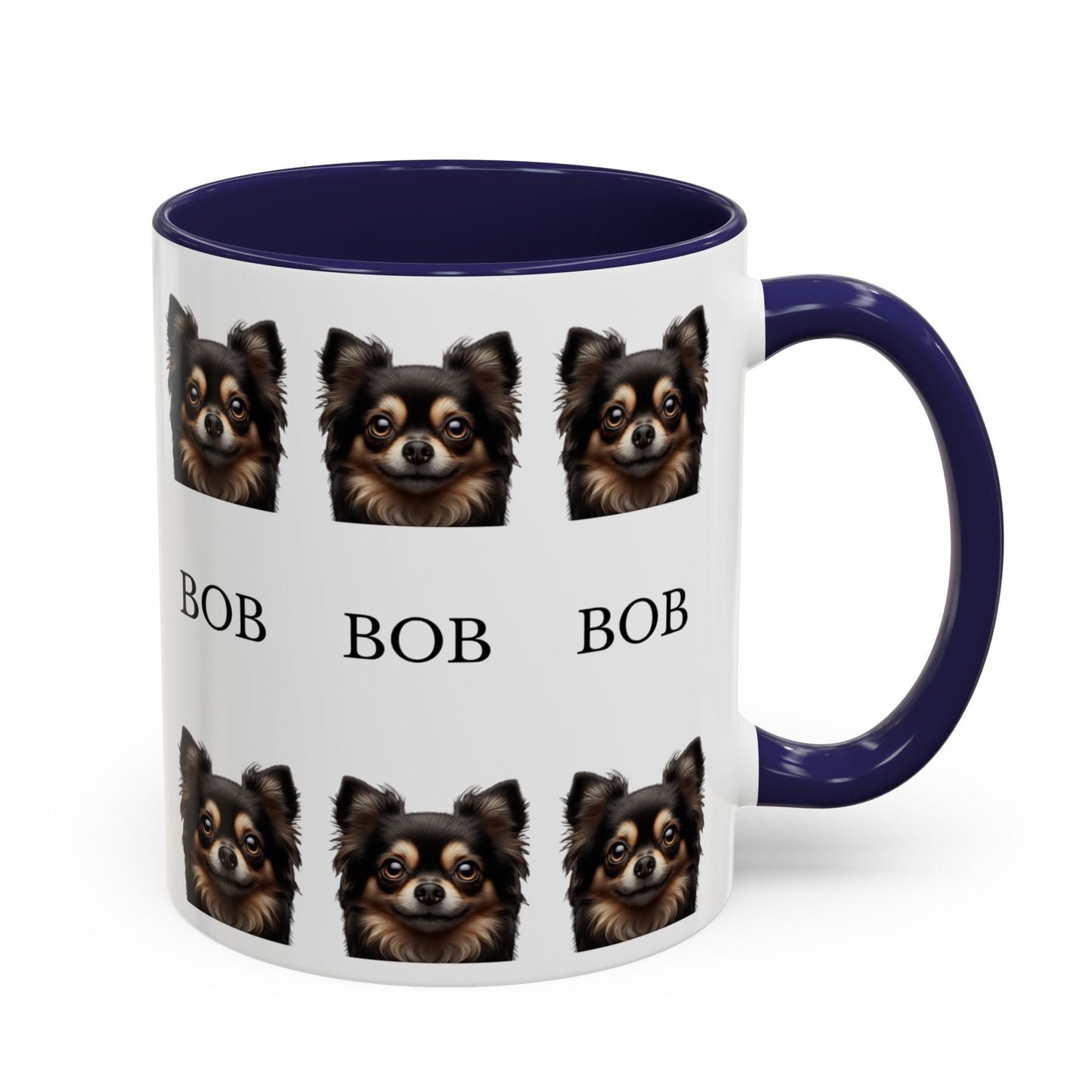 Personalized Dog Photo accent coffee mug, custom Name, custom dog face coffee cup gift