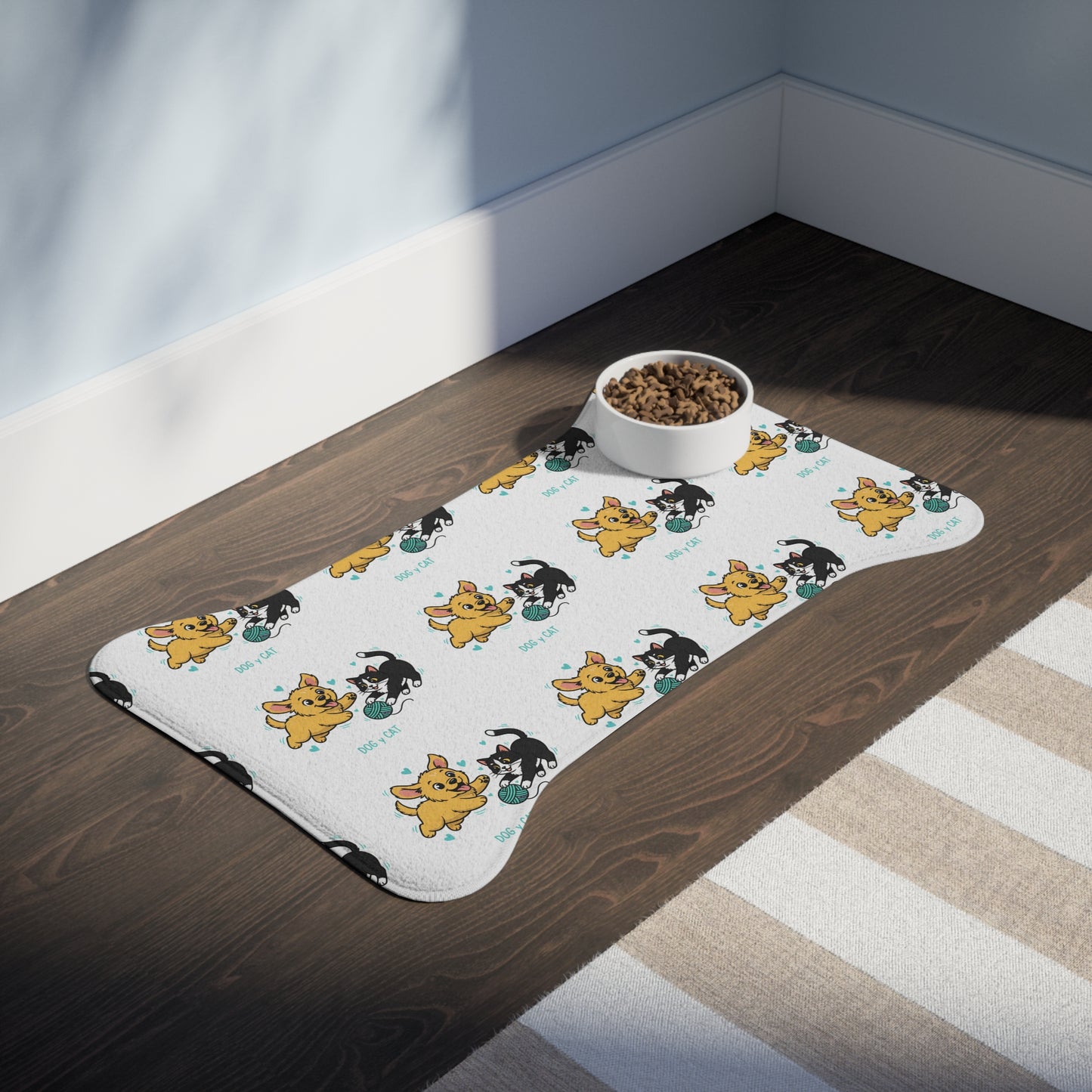 Cute Dog & Cat Feeding Mat — Playful Paw Print Pet Placemat