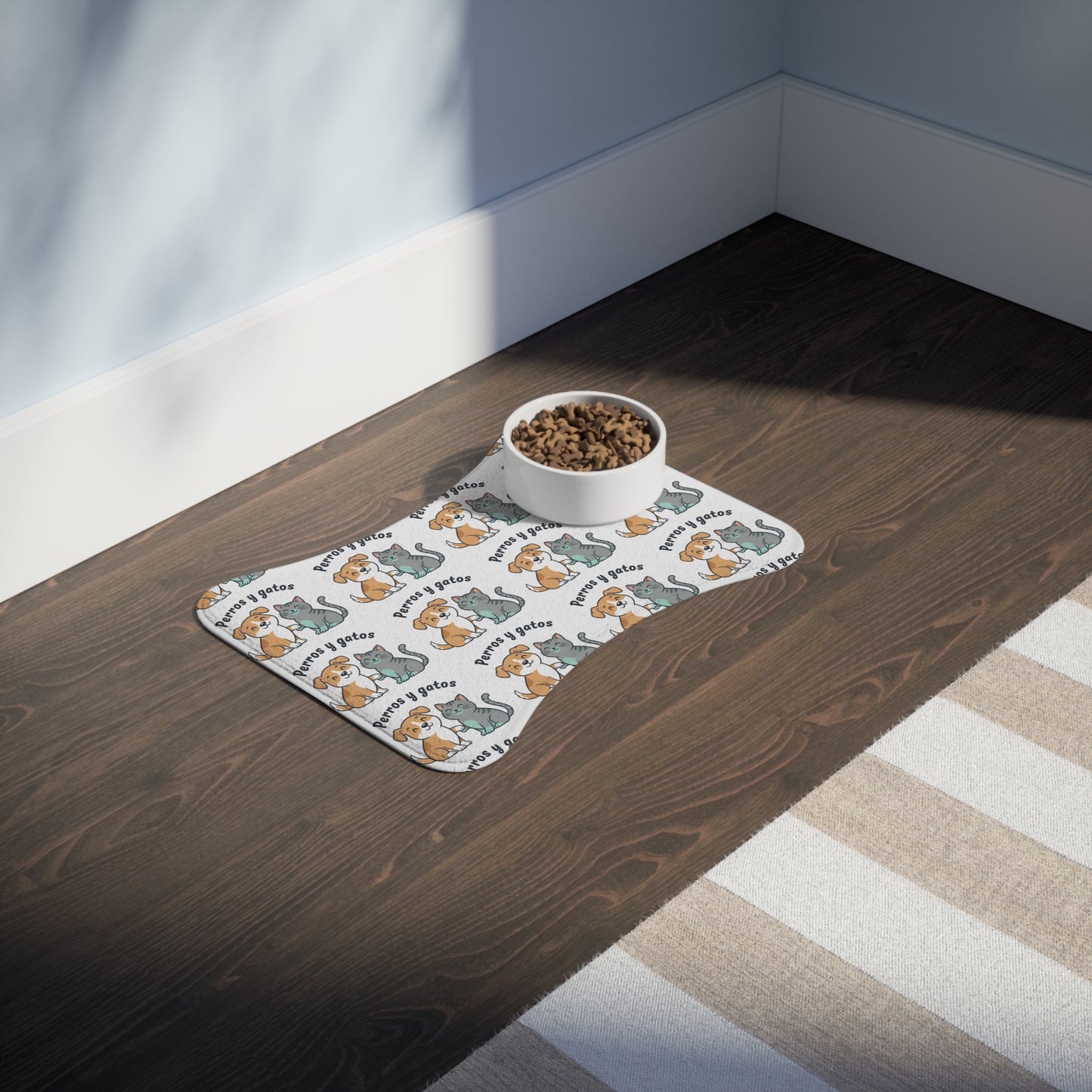 Pet Feeding Mat — 'Perros y gatos' Cute Dog & Cat Pattern