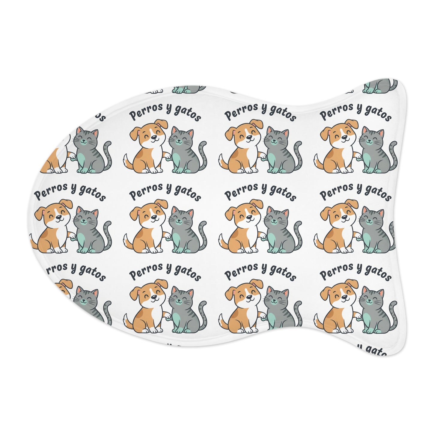 Pet Feeding Mat — 'Perros y gatos' Cute Dog & Cat Pattern