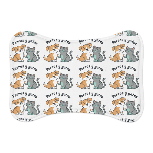Pet Feeding Mat — 'Perros y gatos' Cute Dog & Cat Pattern