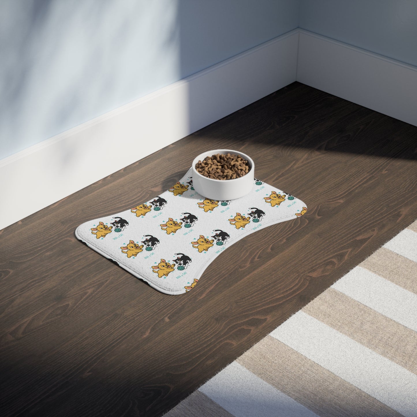 Cute Dog & Cat Feeding Mat — Playful Paw Print Pet Placemat