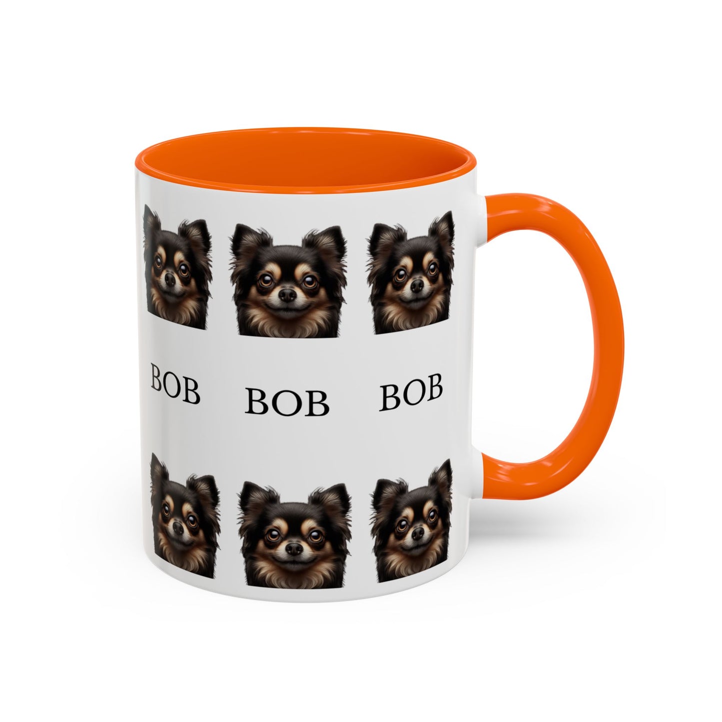 Personalized Dog Photo accent coffee mug, custom Name, custom dog face coffee cup gift