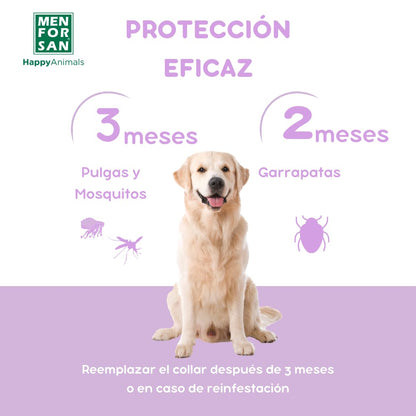 MENFORSAN Collar perros antiparasitario para perros con margosa, geraniol y lavandino, Cítrico, Marrón, 57 cm - Creapet Studio