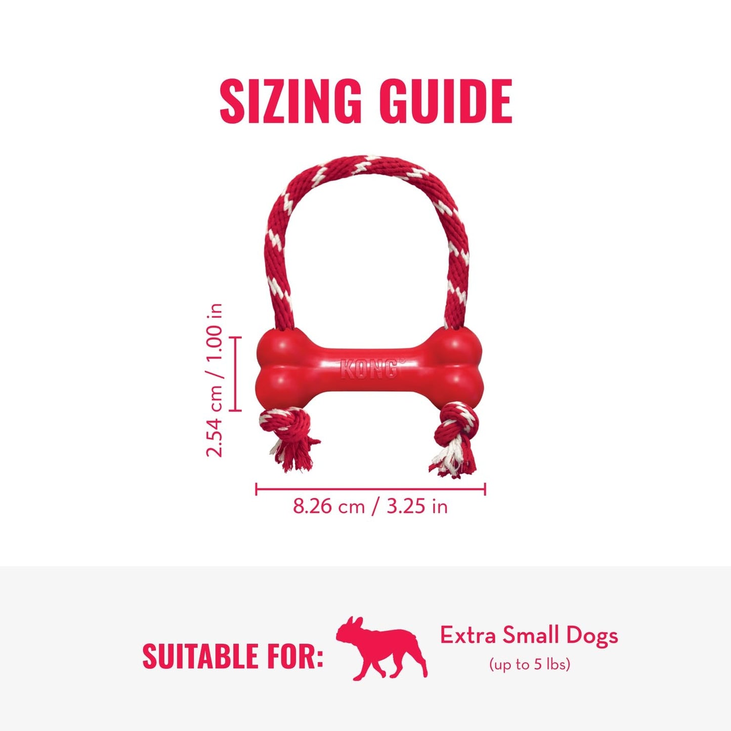 KONG Goodie Bone cuerda con hueso roja