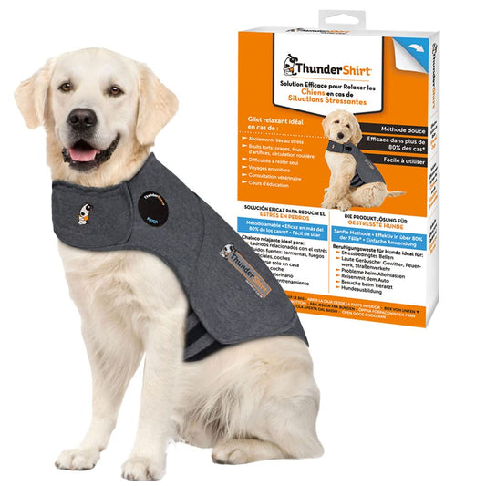 Chaleco Relajante para Perros (Antiestrés, Ayuda a Reducir la ansiedad), Gris, XL - Creapet Studio