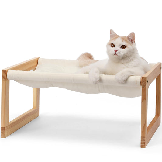 FUKUMARU Cama para Gatos, Camas de Terciopelo de Felpa para Gatos de Interior, Hamaca de Madera para Gatos, sofá de Gato de 50 x 40 CM, Adecuada para Gatos, Cachorros, Conejos - Creapet Studio
