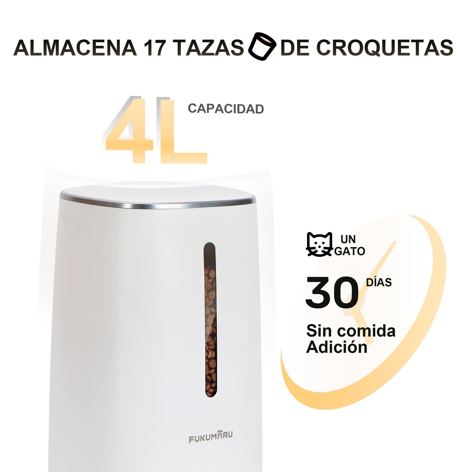 Comedero Gato Automatico WiFi, 4L Dispensador Comida para Perro/Gato con Dos Cuencos, Programa Personalizado de Alimentación Automática, Funcionamiento por Pilas y cableado eléctrico, Blanco - Creapet Studio