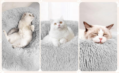 Baguuaray Cama para Perros 40CM Cama para Mascotas, Redonda Cama Gatos con Parte Inferior Antideslizante Adecuado Cálido Felpa Cama Cojin Invierno para Gatos y Perros Pequeños (S-Gris Claro) - Creapet Studio